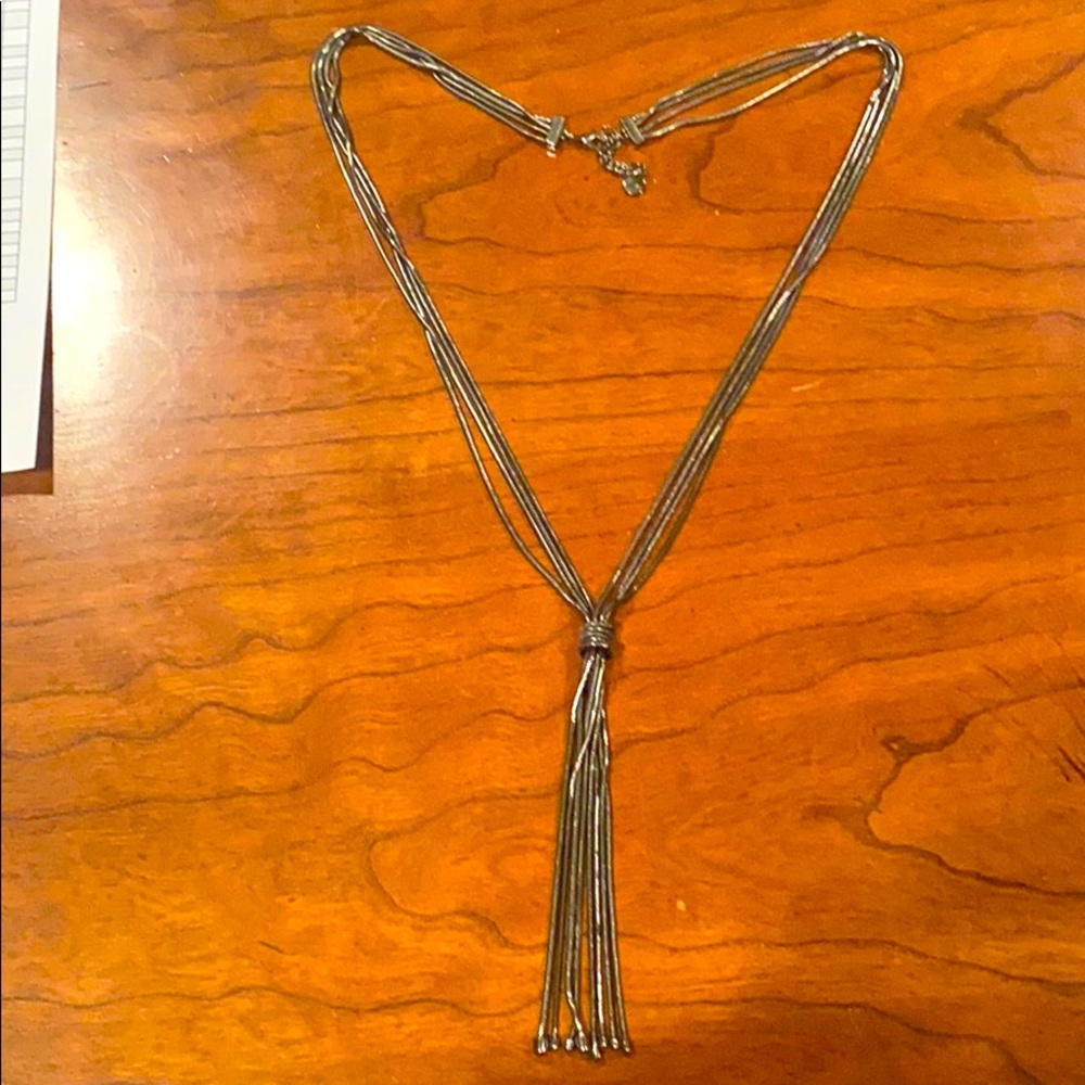 Long dark silver necklace brand Alfani